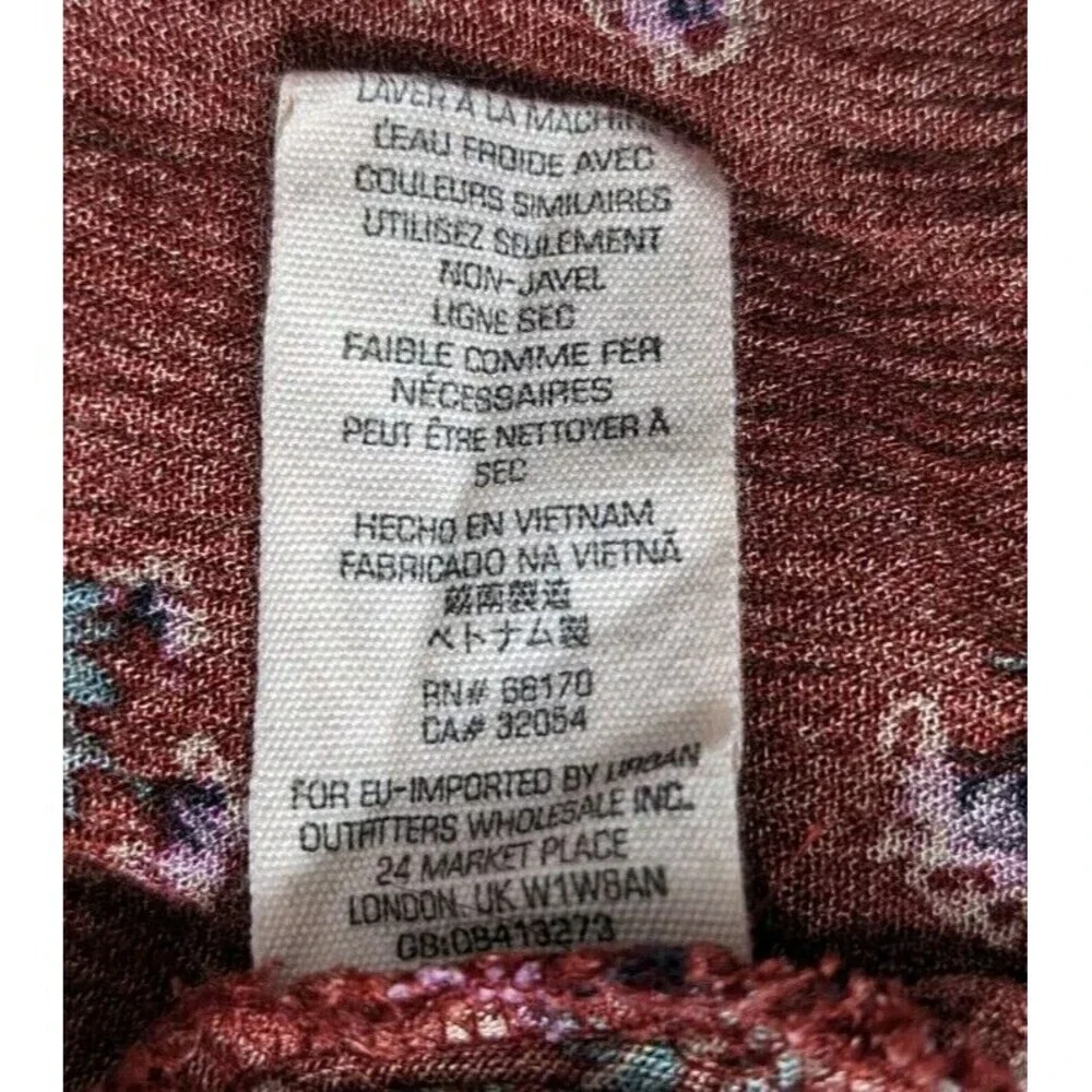 Free People Tree Swing Printed‎ Tunic Dress Crimson XS